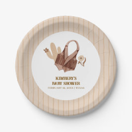 Plato De Papel Baby Shower Neutral Beige Boho Cactus Cowgirl