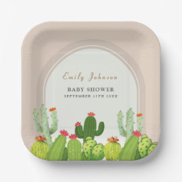 Plato De Papel Baby Shower Neutral Boho Cactus Arch
