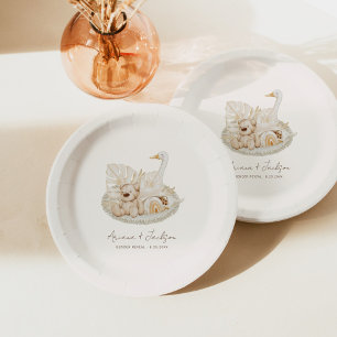 Plato De Papel Baby Shower Neutral Boho Nursery