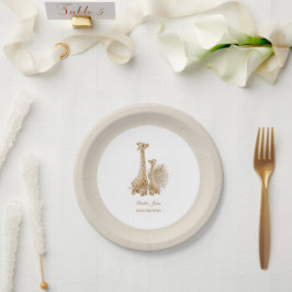 Plato De Papel Baby Shower Neutral Boho Pampas Grass Giraffe