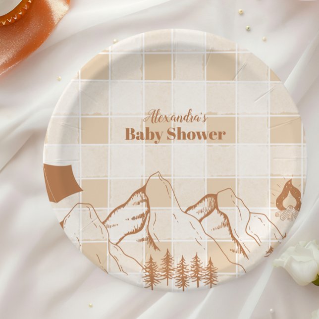 Plato De Papel Baby Shower Neutral Camping (Subido por el creador)