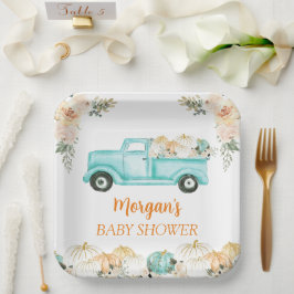 Plato De Papel Baby Shower Neutral de calabaza pequeña