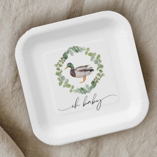 Plato De Papel Baby Shower Neutral de pato mallard de género (Subido por el creador)