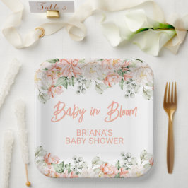 Plato De Papel Baby Shower Neutral Peach Ivory Beige
