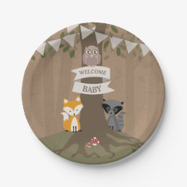 Plato De Papel Baby Shower Neutral Woodland Inspirado en Cardstoc