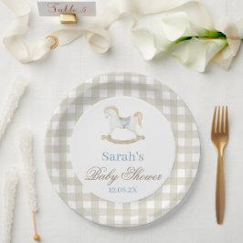 Plato De Papel Baby Shower neutro de caballo de roca
