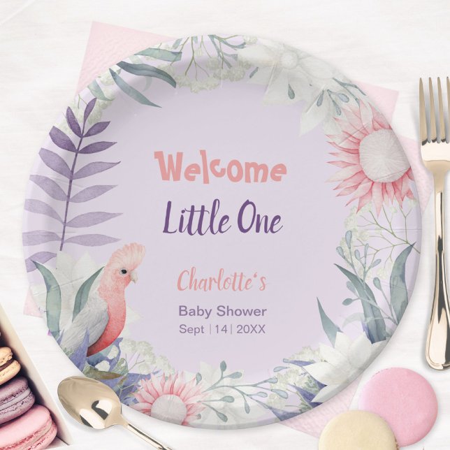 Plato De Papel Baby Shower neutro de género de lavanda encantada (Enchanted Lavender Gender-Neutral Baby Shower Paper Plates ©Susanne Sachers - Sunny Mind 🌞)