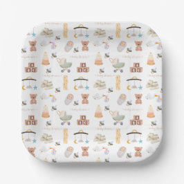 Plato De Papel Baby Shower neutro en género