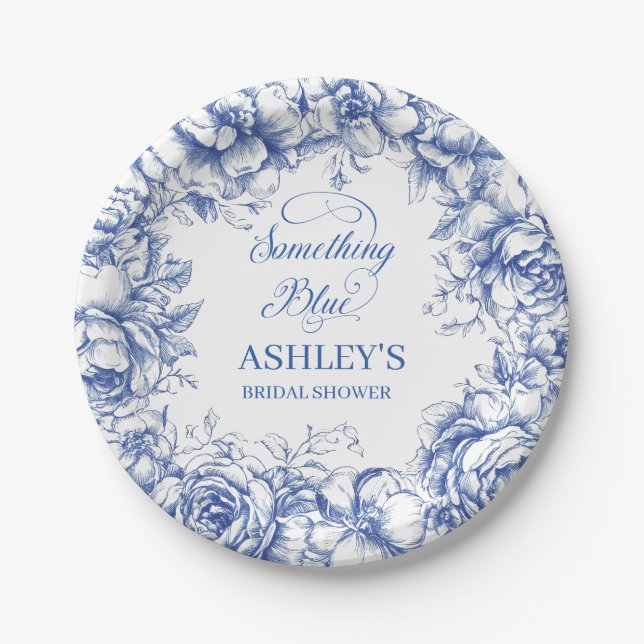 Plato De Papel Baby Shower Nupcial "Algo Azul" (Anverso)