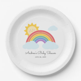 Plato De Papel Baby Shower o cumpleaños bajo el arcoiris Sunshine