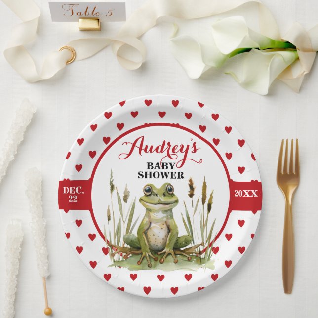 Plato De Papel Baby Shower o cumpleaños de rana cuta (Boda)
