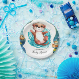 Plato De Papel Baby Shower Otter simple