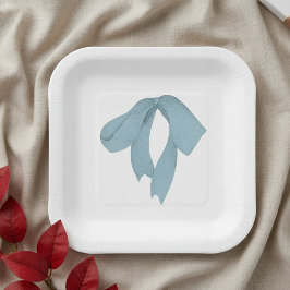 Plato De Papel Baby Shower Paper Plates for Boy – Blue Bow