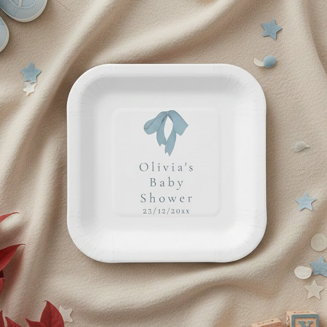 Plato De Papel Baby Shower Paper Plates for Boy – Blue Bow (Subido por el creador)