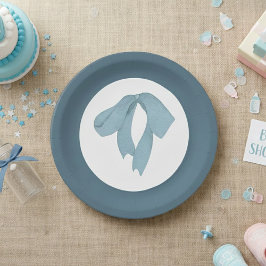 Plato De Papel Baby Shower Paper Plates for Boy – Blue Bow