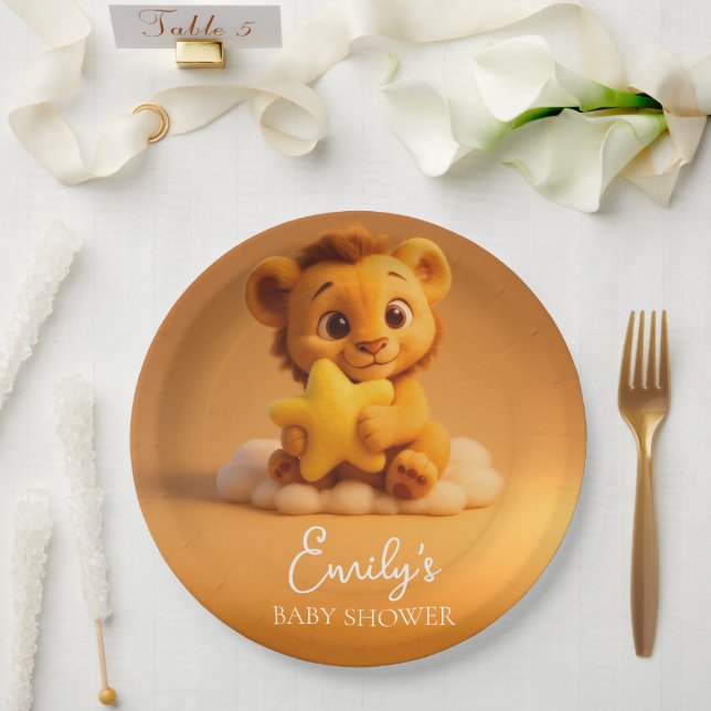 Plato De Papel Baby Shower Paper Plates – Little Lion & Star (Boda)