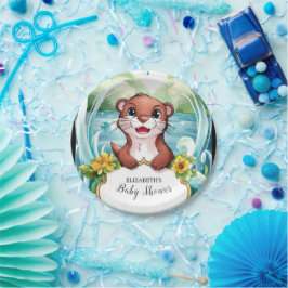 Plato De Papel Baby Shower Pastel Magical Otter