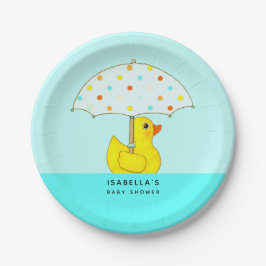 Plato De Papel Baby Shower personalizado con paraguas