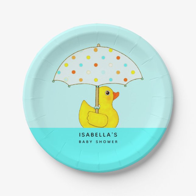 Plato De Papel Baby Shower personalizado con paraguas (Anverso)