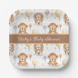Plato De Papel Baby Shower personalizado de Baby Lion