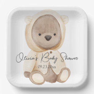 Plato De Papel Baby Shower personalizado de color de agua de osit