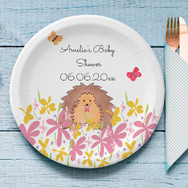 Plato De Papel Baby Shower personalizado de Cute Hedghog