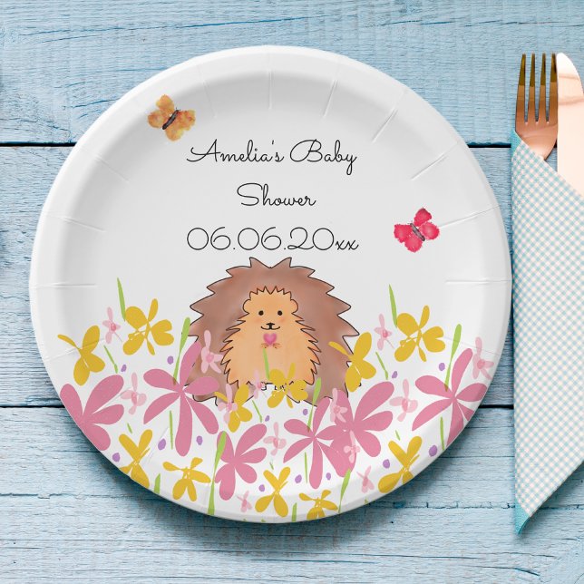 Plato De Papel Baby Shower personalizado de Cute Hedghog (Subido por el creador)