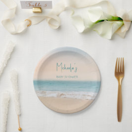 Plato De Papel Baby Shower personalizado de fotos simples de play