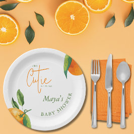 Plato De Papel Baby Shower personalizado de pequeño cítricos cúbi