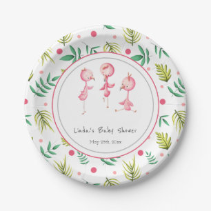 Plato De Papel Baby Shower personalizado Fiesta Flamingo
