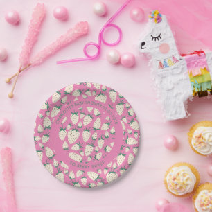Plato De Papel Baby Shower PERSONALIZADO Pineberry Cute de fresa