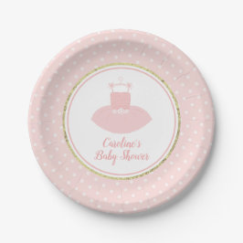 Plato De Papel Baby Shower Pink and Gold Tutu