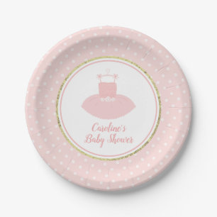 Plato De Papel Baby Shower Pink and Gold Tutu