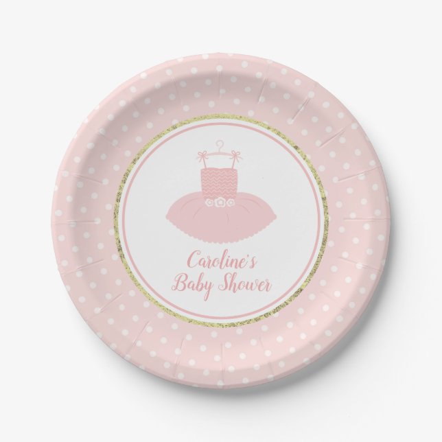 Plato De Papel Baby Shower Pink and Gold Tutu (Anverso)