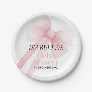 Plato De Papel Baby Shower Pink Bow