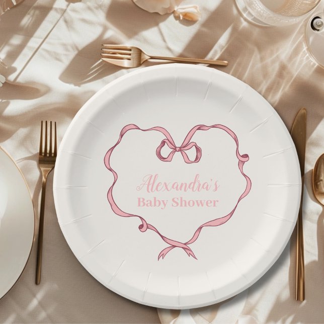 Plato De Papel Baby Shower Pink Bow (Subido por el creador)