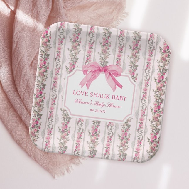 Plato De Papel Baby Shower Pink Bow Love Shack (Subido por el creador)