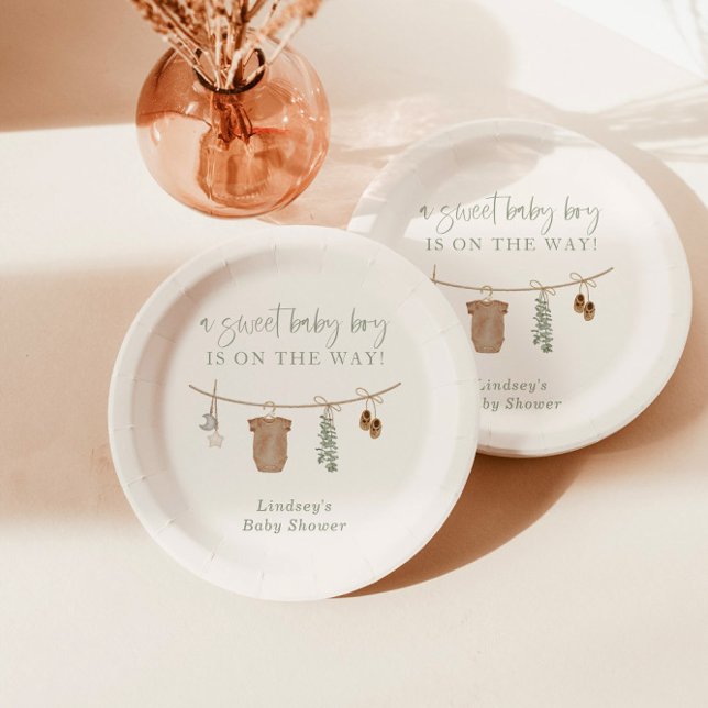 Plato De Papel Baby Shower Plate, decoración de Baby Shower Boho  (Subido por el creador)
