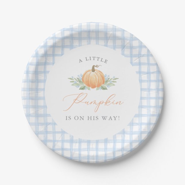 Plato De Papel Baby Shower Plate | Una pequeña calabaza (Anverso)