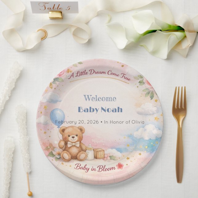 Plato De Papel Baby Shower Plates | Bloom Dream Theme (Boda)
