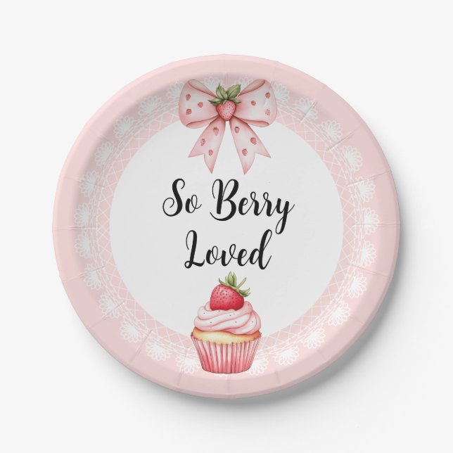 Plato De Papel Baby Shower-Plates de fresa (Anverso)