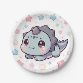 Plato De Papel Baby Shower prehistórico elegante de dinosaurios