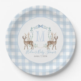 Plato De Papel Baby Shower Preppy Southern Blue Boy Deer