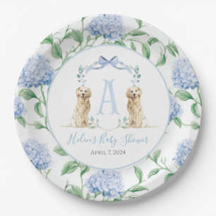 Plato De Papel Baby Shower Preppy Southern Blue Boy Dog