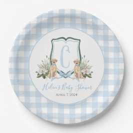 Plato De Papel Baby Shower Preppy Southern Blue Boy Dog