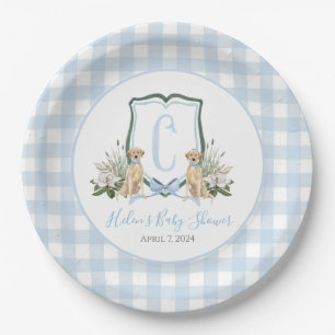 Plato De Papel Baby Shower Preppy Southern Blue Boy Dog