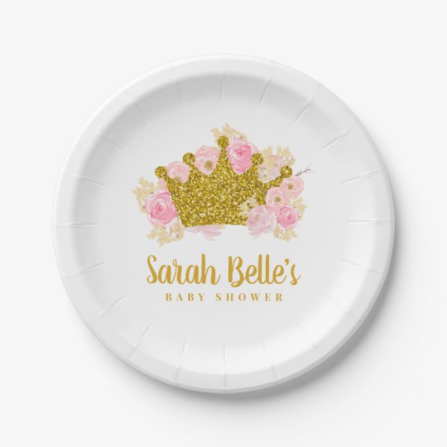 Plato De Papel Baby Shower Princess Fairytale (Anverso)