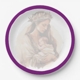 Plato De Papel Baby Shower Purple Boho