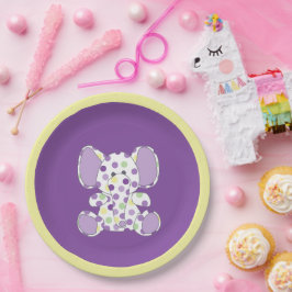 Plato De Papel Baby Shower Purple Elephant