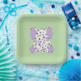 Plato De Papel Baby Shower Purple Elephant